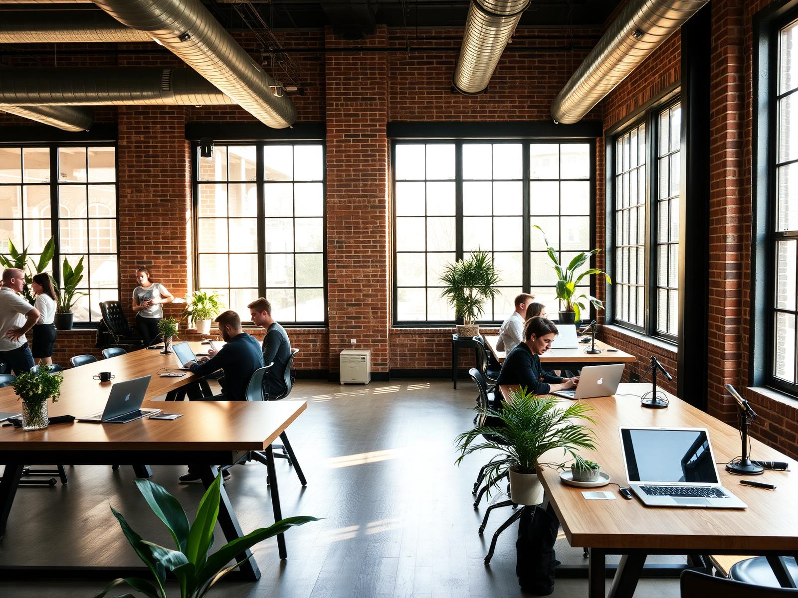 Modern Austin coworking space with entrepreneurs at work